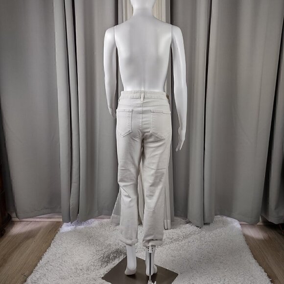 Paige Kylie Crop White Jeans With 5 Pockets Zip Fly With Button Closure Size 32 - Picture 4 of 12